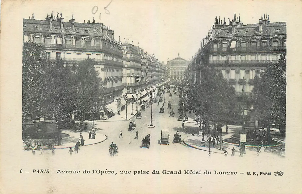 Paris - Avenue de l'Opéra, Blick vom Grand Hôtel du Louvre — B.F., Paris - Vorderseite