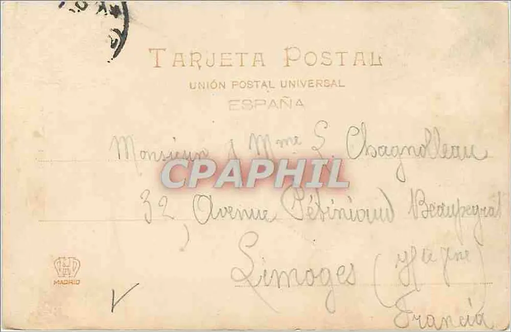 San Sebastián — Semaphore do Castillo — Hauser y Meuet, Madrid, n° 1497 - Verso
