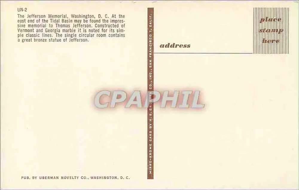जैफर्सन स्मारक — वॉशिंगटन, डी.सी. — H.S. Grubman Co., Inc. - पीछे