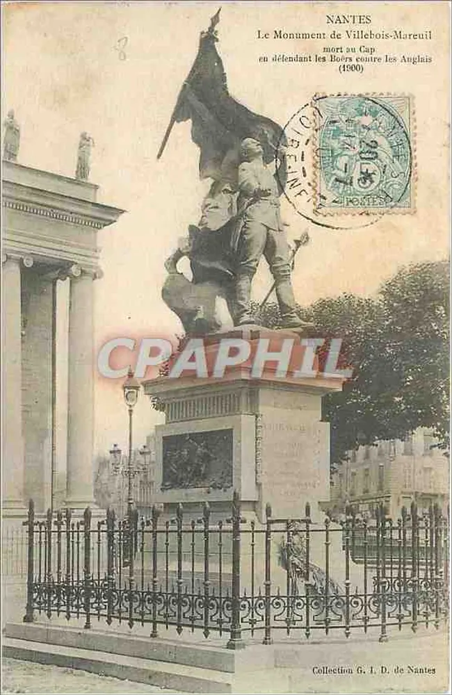 NANTES — Monument de Villebois-Mareuil mort au Cap en défendant les Boers contre les Anglais (1900) — Collection G. I. D. de Nantes - Recto