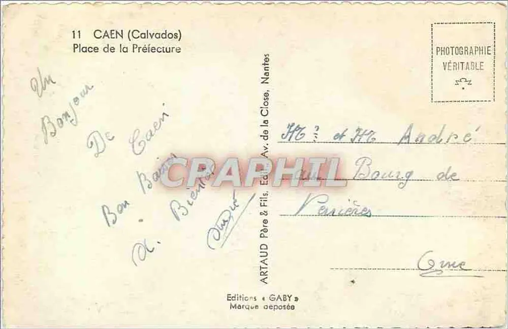 Caen (Calvados) — Place de la Préfecture — Éditions Gaby, Nantes - Verso