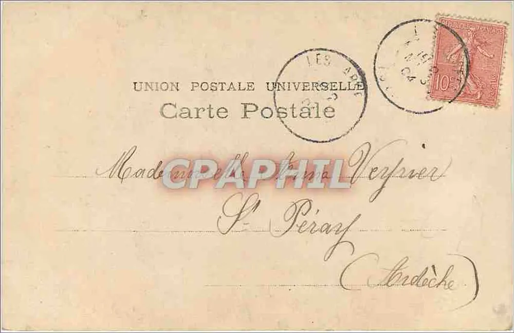 Jovem mulher — retrato — Carta postal da União Postal Universal - Verso