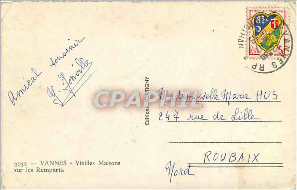 Vannes — Vieilles Maisons sur les Remparts — Éditions G. TIGNY - Verso