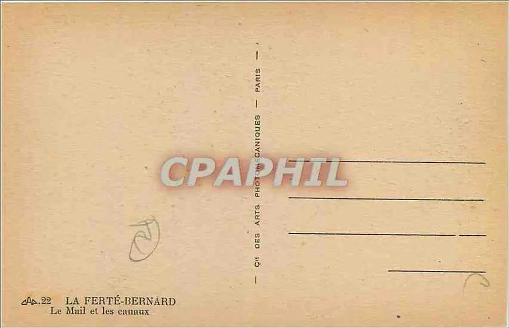 La Ferté-Bernard — De Mail en de kanalen — Cie des Arts Photographiques, Parijs - Achterkant