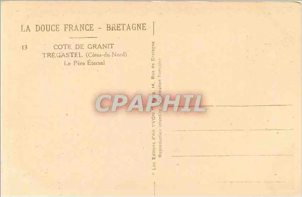 O Pai Eterno — TREGASTEL (Côtes-du-Nord) — Éditions d'Art YVON, Bretagne - Verso
