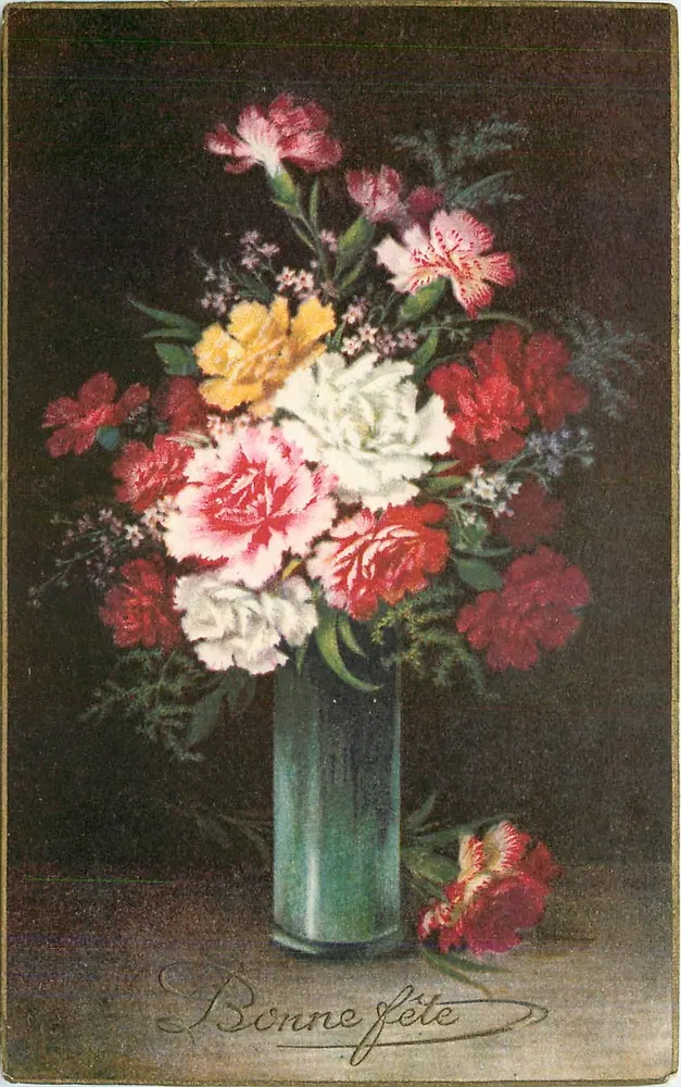 Arranjo de pêssegos — Feliz aniversário — editor desconhecido, número de série não visível - Frente