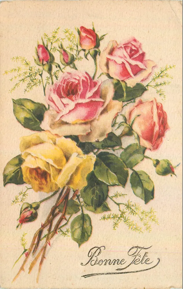 Mata de rosas — Boa festa — S. E. Imprimerie en France - Frente