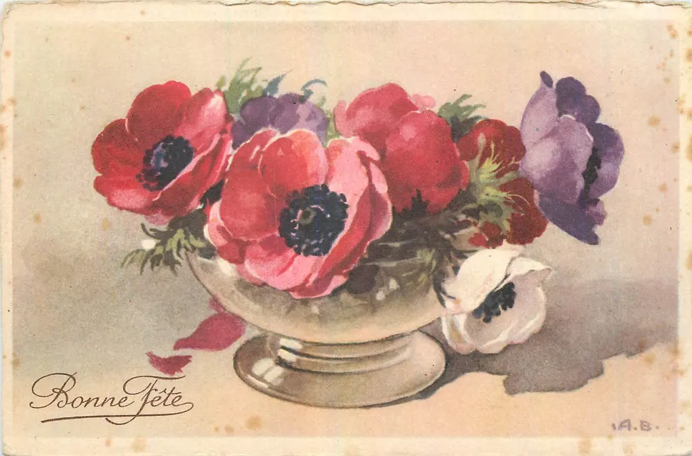 Arranjo de anêmonas — editor Erols, n° 45-124 - Frente