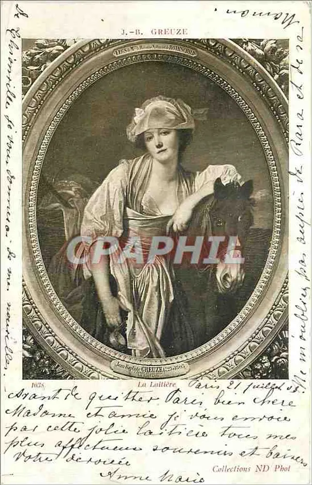 Jean-Baptiste Greuze — Retrato de mulher e cavalo — J.-B. GREUZE - Frente