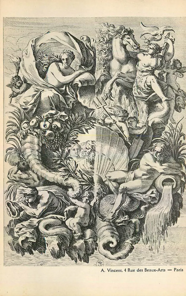 Composición mitológica — grabado — A. Vincent, 4 Rue des Beaux-Arts — Paris - Anverso