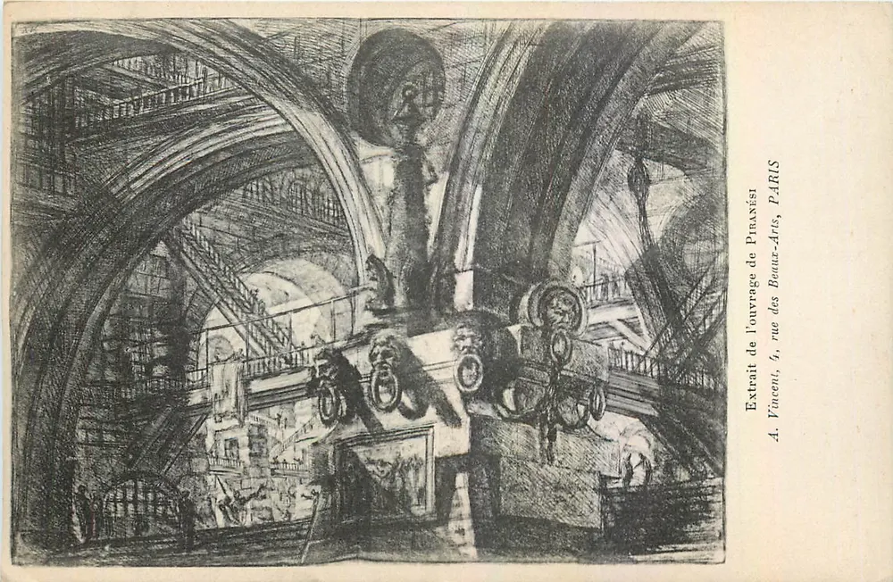 Innenraum eines gewölbten Gebäudes — Auszug aus dem Werk von Pinanési — A. Vincent, 4, rue des Beaux-Arts, PARIS - Vorderseite