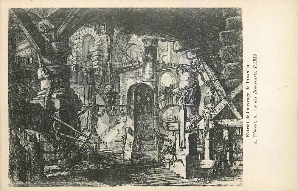 Innenraum einer Kathedrale — Auszug aus einem Werk von Pinaxési — A. Vincent, rue des Beaux-Arts, Paris - Vorderseite