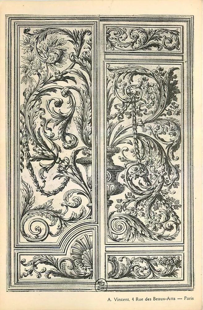 Decoración ornamental — motivos florales y foliares — A. Vincent, 4 Rue des Beaux-Arts — Paris - Anverso