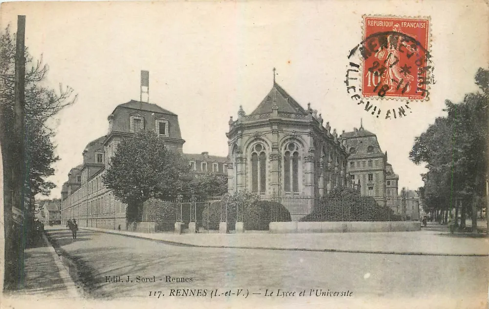 Rennes (Ille-et-Vilaine) — O Liceu e a Universidade — Edit. J. Sorel - Rennes 117 - Frente