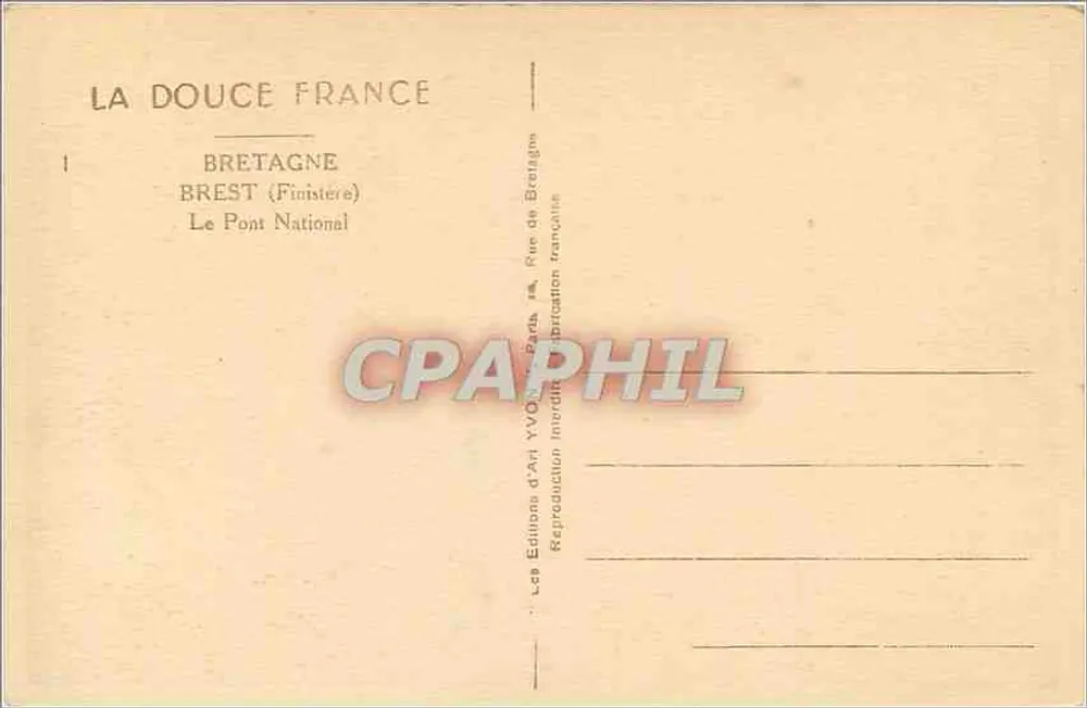 Brest — O Ponte Nacional — Edições de Arte YVON - Verso