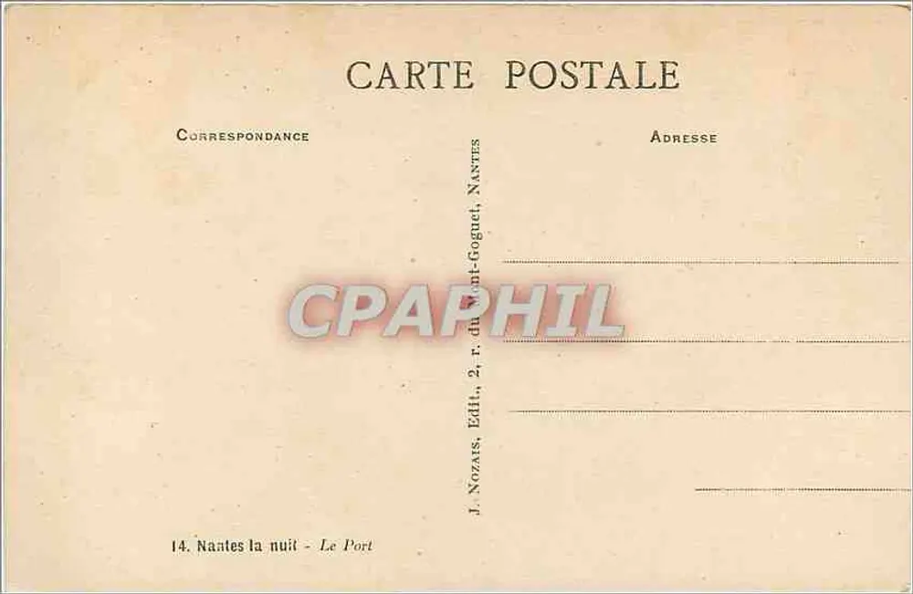 Nantes à noite — O Porto — J. Nozats, 2, r. du Mont-Goguet, Nantes - Verso