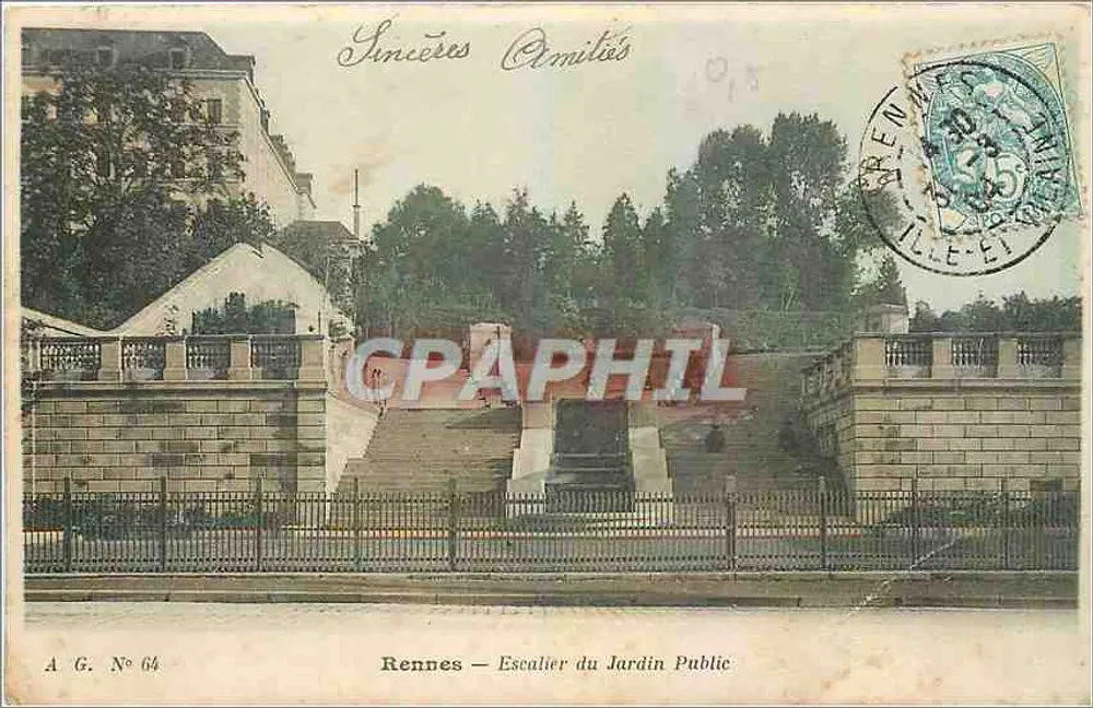 Rennes — Traptoon van het Publieke Tuin — A.G. N° 64 - Voorkant