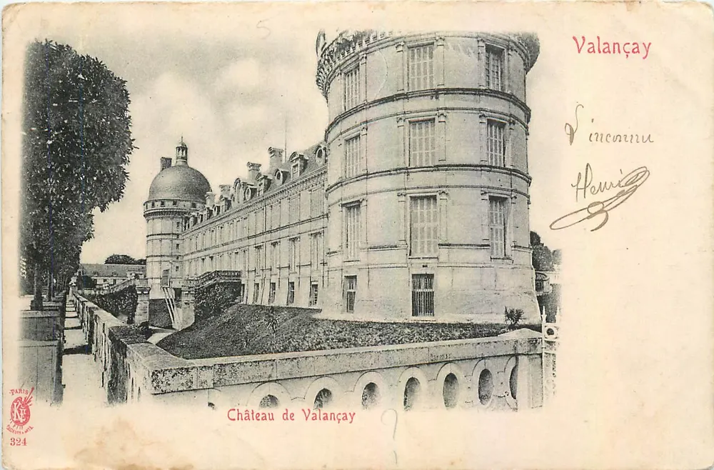 Castelo de Valançay — Vista do castelo com torre redonda — Paris, n° 324 - Frente