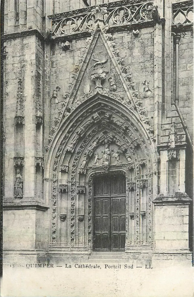 Quimper — A Catedral, Portal Sul — LL - Frente