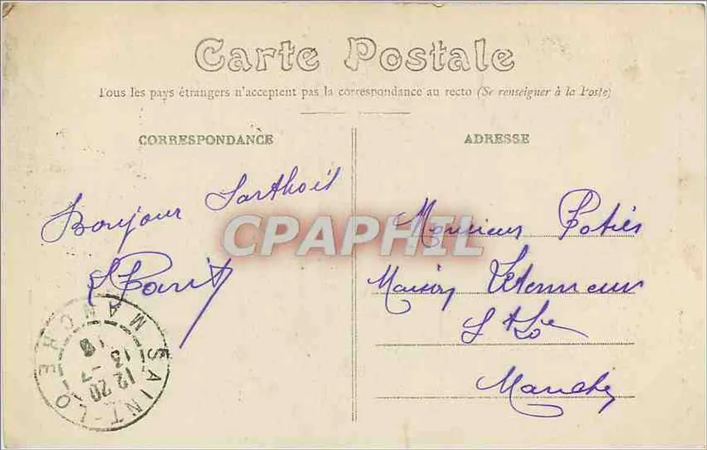 Le Mans — Estátua do Geral Chanzy — Fototipia J. Bouveret, Le Mans - Verso