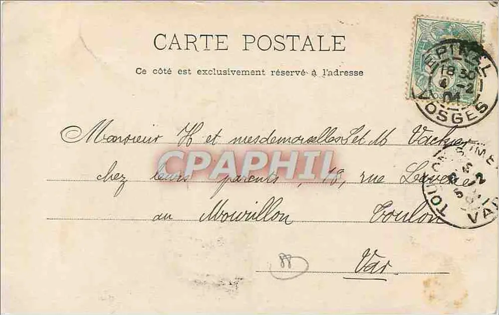 Épinal — Les Grands Sables — Fototipia Paul Testart, Épinal - Verso
