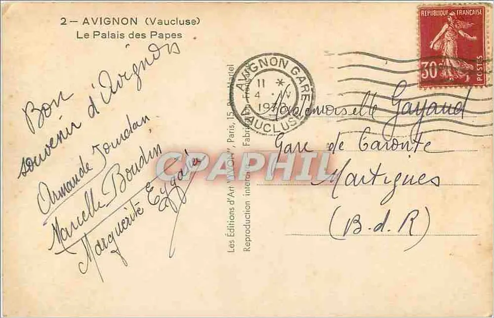 Avignon (Vaucluse) — Palazzo dei Papi — Les Éditions d'Art Vauclos, Parigi - Verso