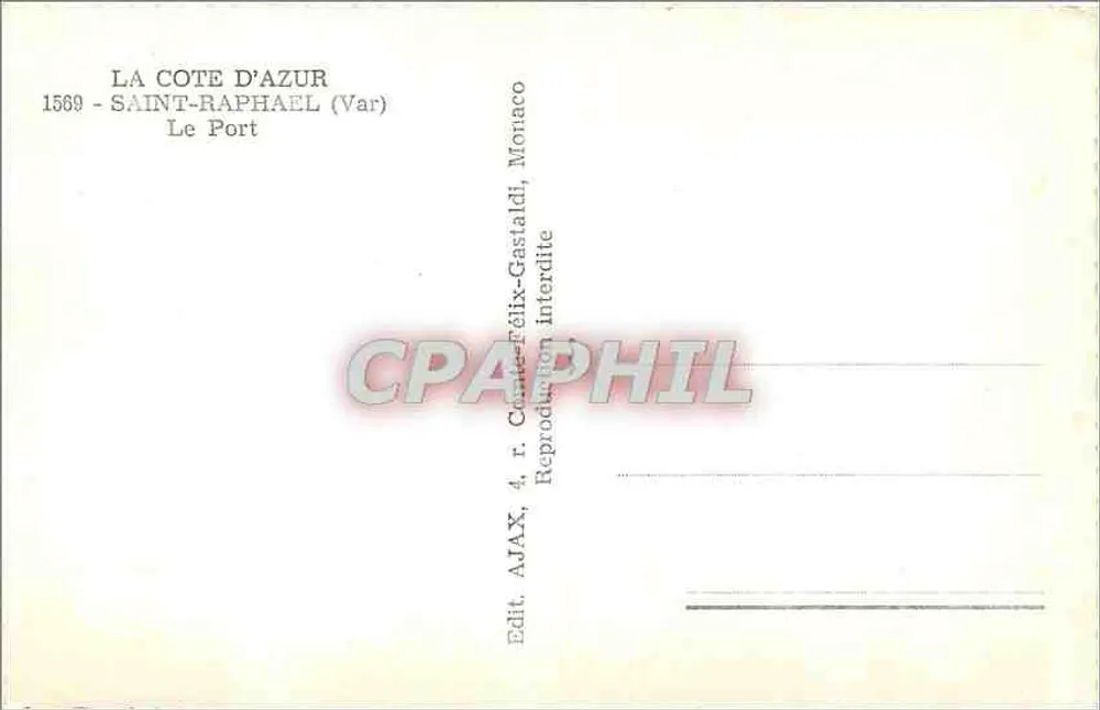 Saint-Raphaël (Var) — O Porto — Edit. AJAX, 4, r. Cattérélis-Gastaldi - Verso
