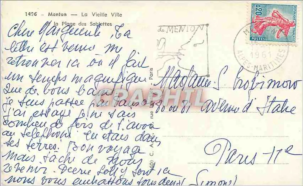 Menton - La Vieille Ville et la Plage des Sablettes — éditeur Cap - Verso