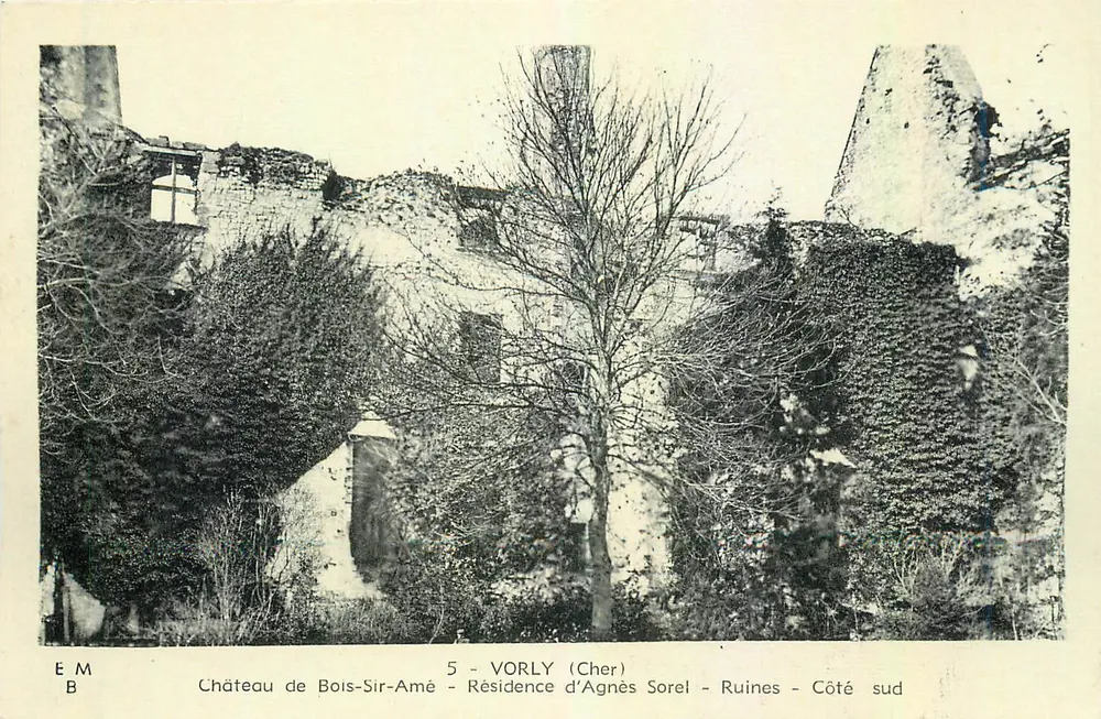 Castelo de Bois-Sir-Amé — Ruínas — lado sul — E. Maquaire, edição Bourges, n°5 - Frente