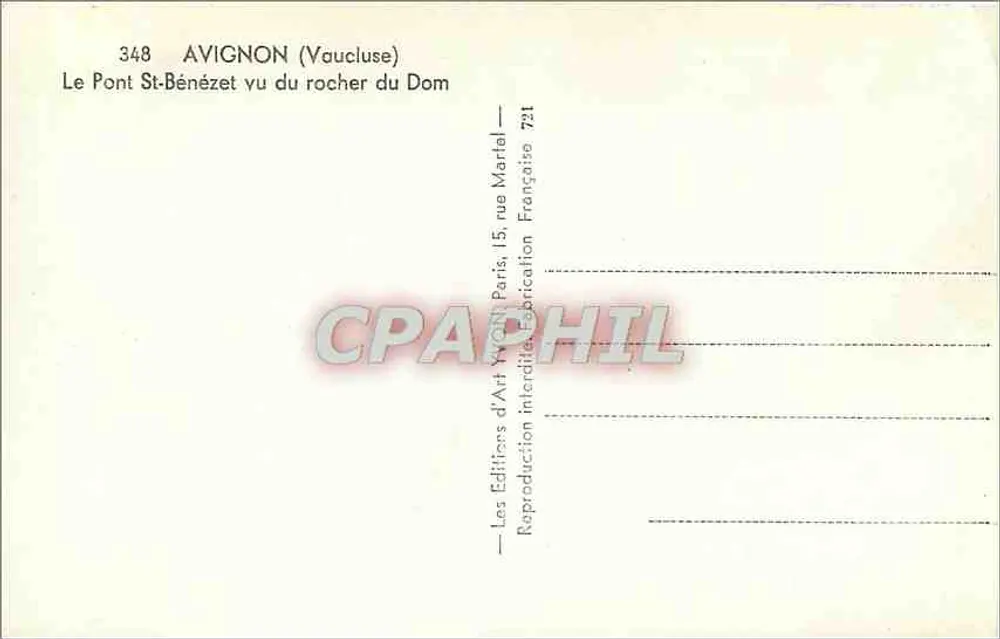 Avignon (Vaucluse) — Ansicht des Pont Saint-Bénézet vom Domfelsen — Les Éditions d'Art W. Woll - Rückseite