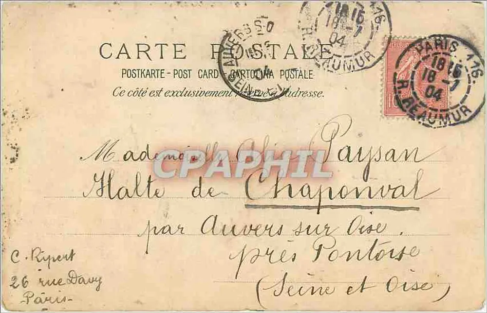 Sujeito de cena íntima — editor desconhecido — datada por volta de 1916 - Verso