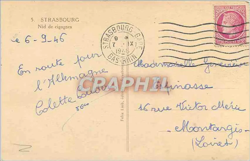 Strasbourg — Nid de cigognes — Fehs & Fils, éditeur - Verso