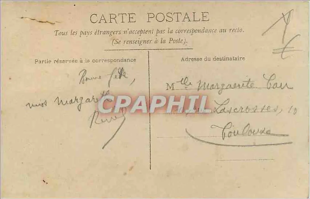 Jeune femme en robe rose — Bonne Fête — CIRCÉ n°4740 - Verso