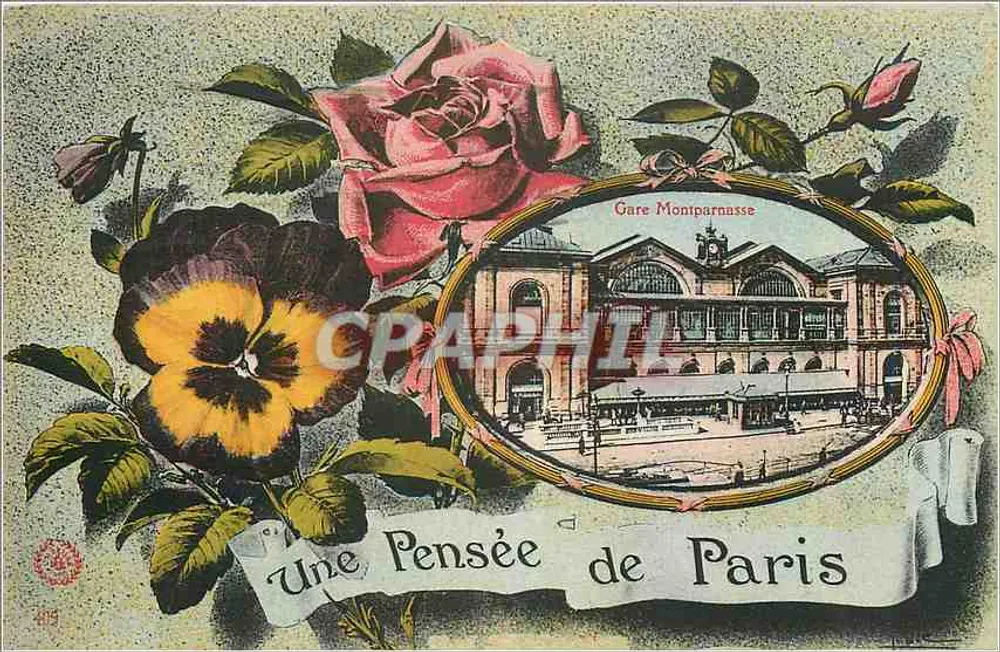 Stazione Montparnasse — Un Pensiero di Parigi — Imp. phot. L'Abbé - Recto