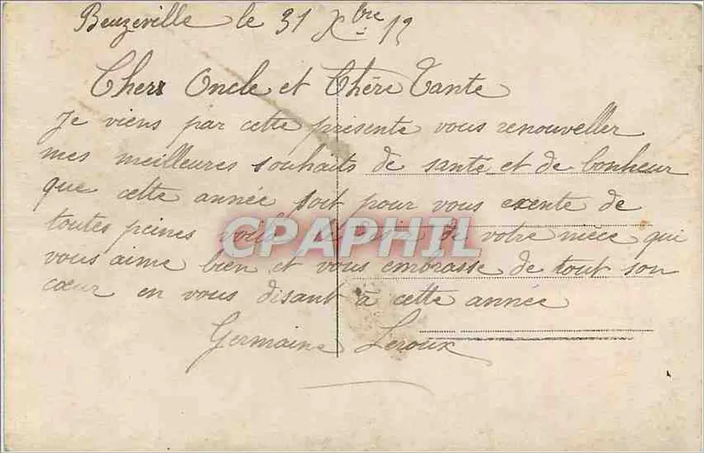Mulher sorridente com houx — 'Ano Feliz' — editor desconhecido - Verso