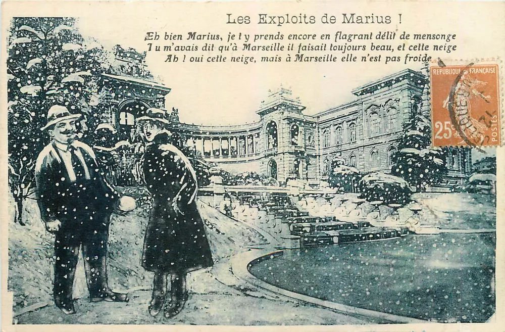 Os Exploits de Marius! — cena de neve em Marselha — editor não visível - Frente