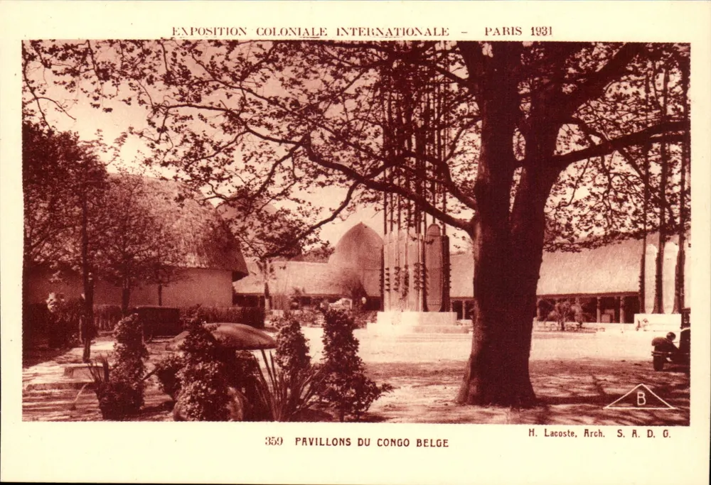 Pavillons des belgischen Kongo — Internationale Kolonialausstellung — Paris 1931 — H. Lacoste, Arch. S.A.D.G. - Vorderseite