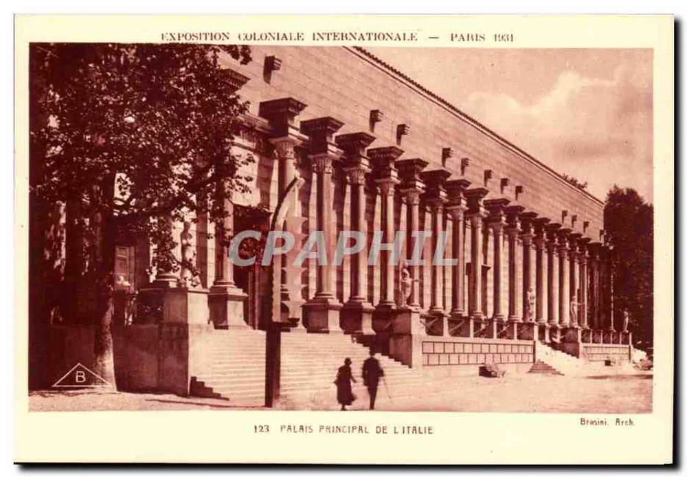 Hauptpalast Italiens — Internationale Kolonialausstellung — Paris 1931 — Brusini Arch. - Vorderseite