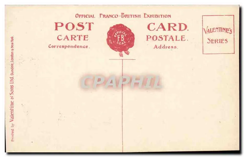 Royal Pavillon, Franco-British Exhibition, London — 1908 — Valentine's Sons Ltd, Valentine's Series - Verso