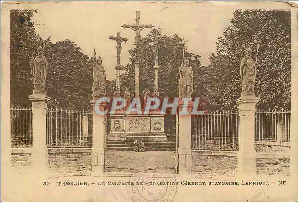 Tréguier — Il Calvario della Riparazione — Hernot, Statuaire, Lannion - Recto