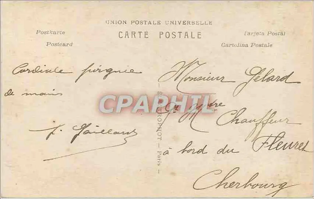 Paris — A Torre Eiffel — editor desconhecido, n° 45 - Verso