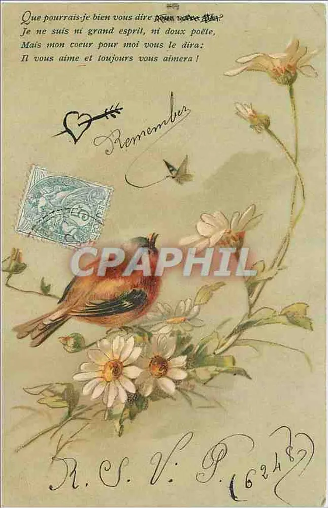Ave e flores — texto poético — editor desconhecido - Frente