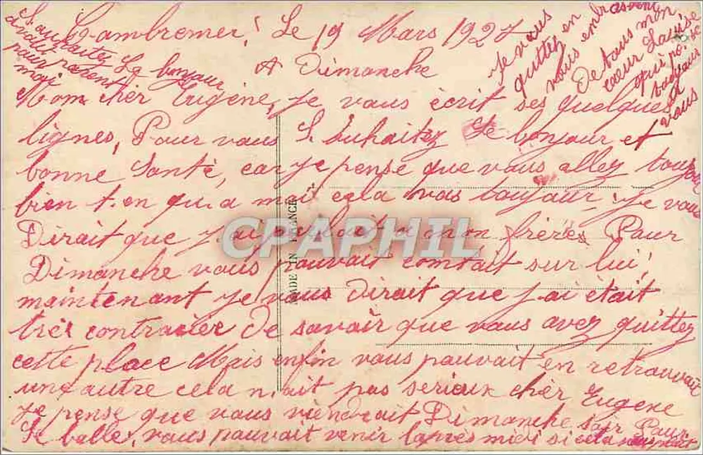 Junges Paar — zärtliche Szene mit Rosen — Verlag M, Paris, Nr. 470 - Rückseite