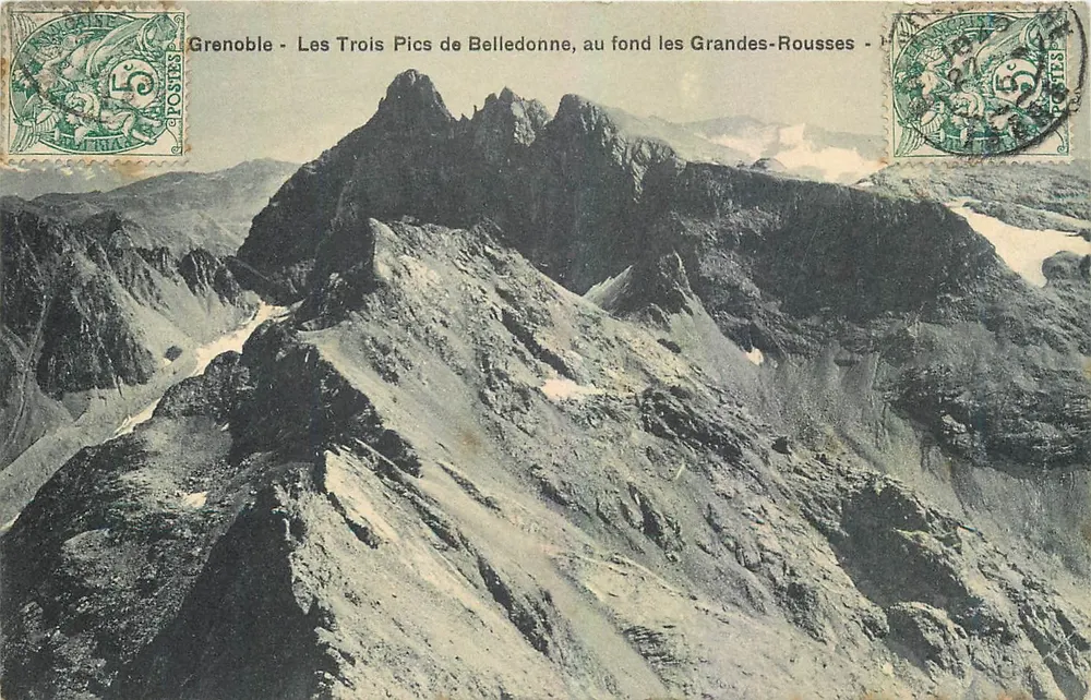 Grenoble - Os Três Picos de Belledonne, no fundo as Grandes-Rousses - - Frente