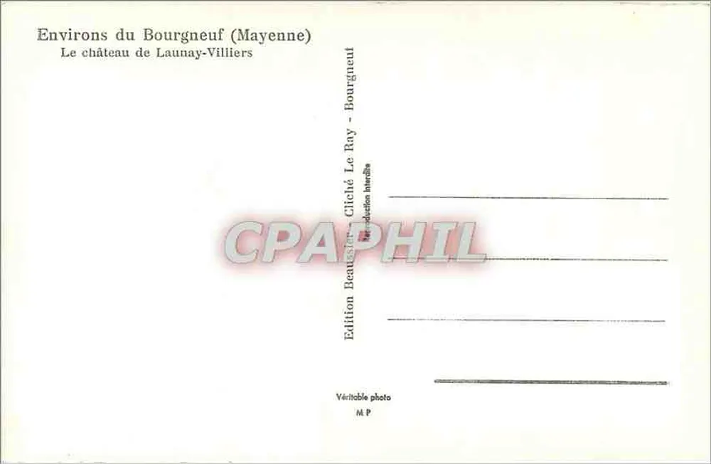 Umgebung von Bourgneuf (Mayenne) — Schloss Launay-Villiers — Edition Beausser — M.P. - Rückseite