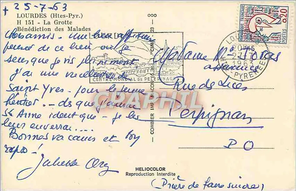 Lourdes — La Grotte — Héliocolor - Verso