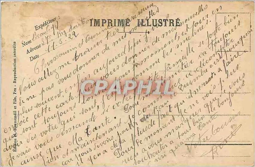La grande Moschea di Fez-Djedid — Fez — Edizione B. B. & Fils - Verso