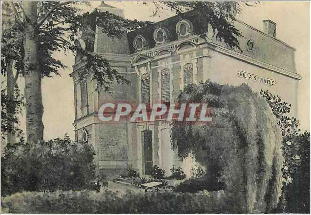 Villa Sainte-Marie — vista do edifício com jardim — carta postal sem data - Frente
