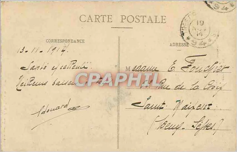 Gerbéviller - Rue de Lorraine - Ruínas após a Guerra de 1914 — Lunéville-Photo, P.R., 13, Pl. de l'Église - Verso