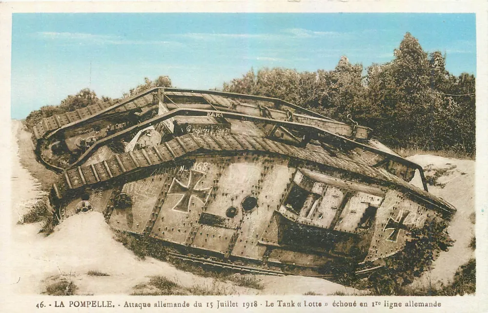 La Pompelette - Deutscher Angriff am 15. Juli 1918 - Der Panzer « Lotte » in der ersten deutschen Linie gestrandet - Vorderseite
